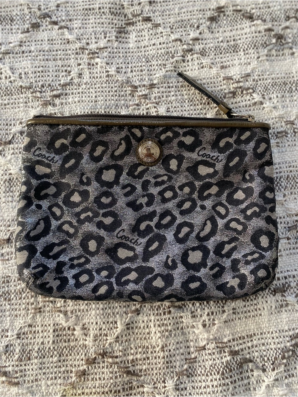 Coach Ocelot Metallic  Leopard Print Makeup Bag